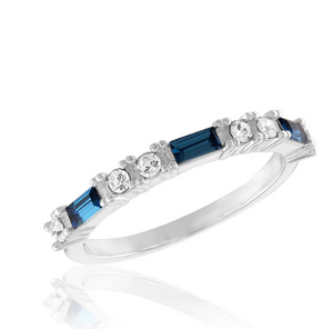 STK86 [Size 6-9] - Stack Ring, Montana Blue Baguette Infinity