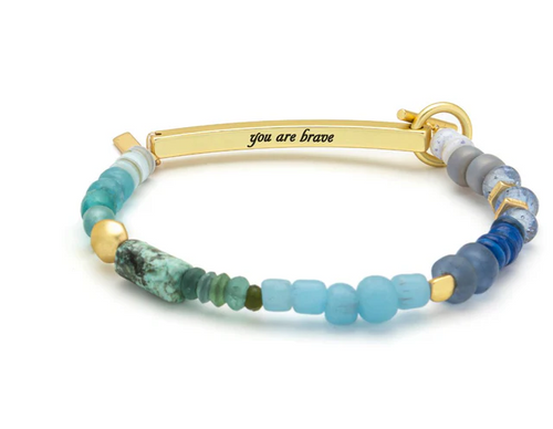 Hidden Message Bracelet - Brave/African Turquoise/Gold