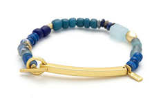 Load image into Gallery viewer, Hidden Message Bracelet - F♥cking Awesome/Aquamarine/Gold