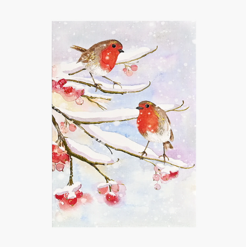 English Robins in Snow Small Boxed Holiday Cards