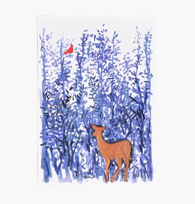 Winter Woodcut Small Boxed Holiday Cards