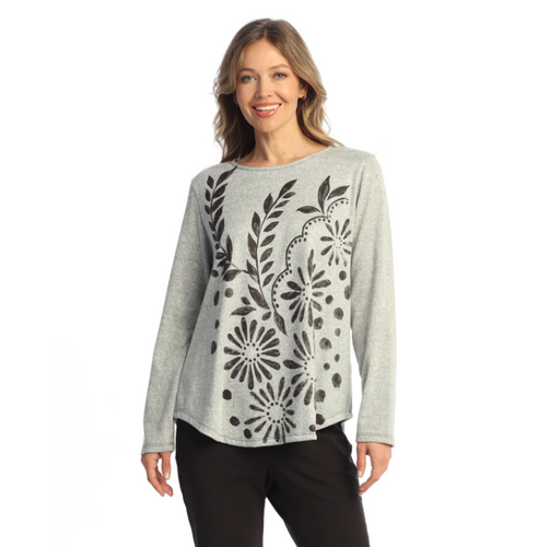 FRENCH BRUSHED ROUND NECK LONG SLEEVE TOP NAPOLI