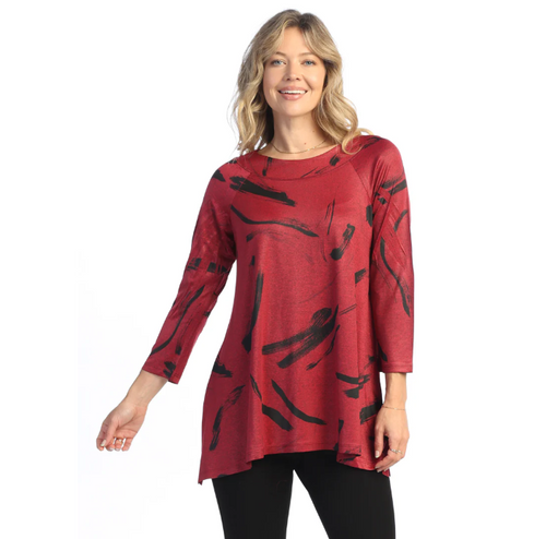 Slinky-Like Knit Round-Neck Raglan Sleeve Tunic