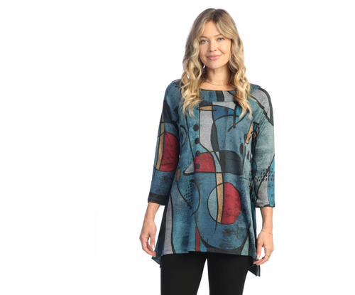 Slinky Knit Round Neck Raglan Sleeve Tunic W/ Side Slit SK8-1962 GRANADA