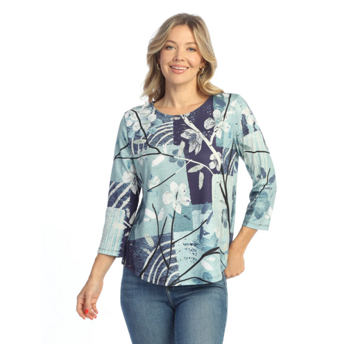 SOFT ROUND HEM 3/4 SLEEVE TOP