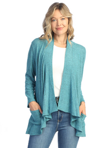 Brushed Hacci Draped Cardigan VP4-TEAL