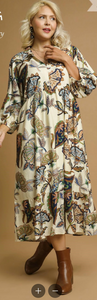 Boho Paisley Tiered Midi Dress