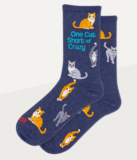 One Cat Short of Crazy Womens Crew Socks