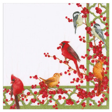 Load image into Gallery viewer, Winter Birds And Berries Recycled Napkin Cocktail