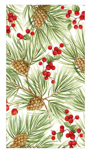 Evergreen And Berries White Guest Napkin