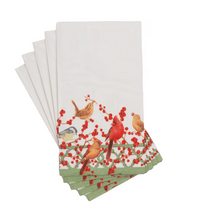 Load image into Gallery viewer, Winter Birds and Berries Recycled Guest Napkins