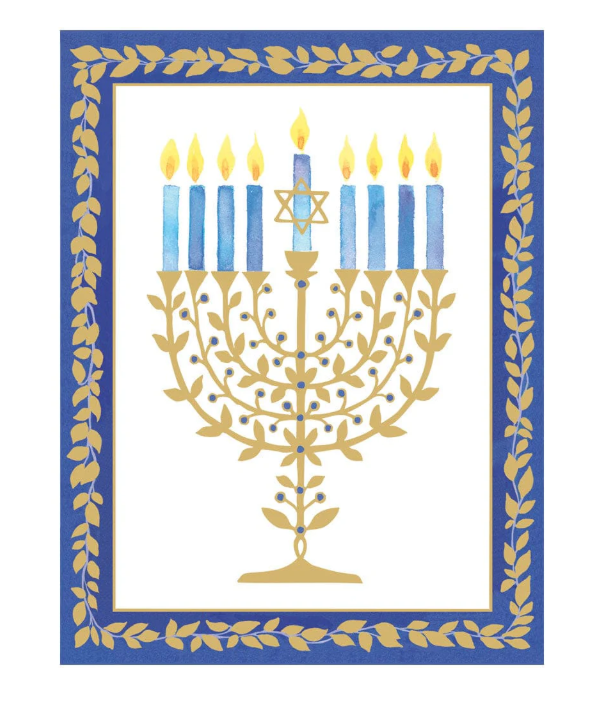 Gold Leaves Menorah Foil Hanukkah C Size Single