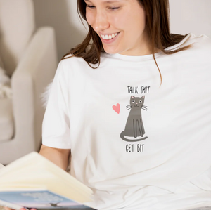 Talk Shit Get Bit Unisex White T-Shirt