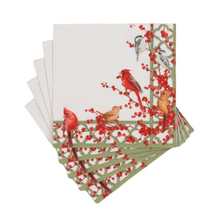 Load image into Gallery viewer, Winter Birds And Berries Recycled Napkin Cocktail