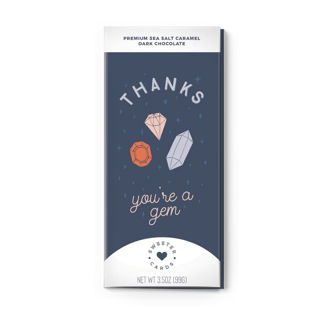 Thanks you're a Gem Card and chocolate bar