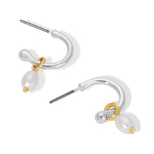 Load image into Gallery viewer, Hoops with Drop - Pearl (silver) - LOVELY