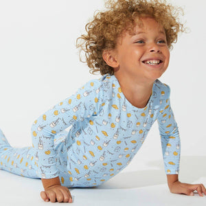 Milk and Cookies Blue Bamboo Two-Piece Set