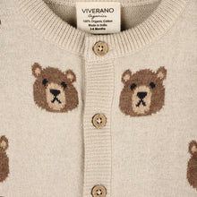Load image into Gallery viewer, Brown Bear Jacquard Baby Cardigan Sweater (Organic Cotton)