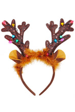 Load image into Gallery viewer, Rudolph Fuzzy Antler LED Light-Up Hairband