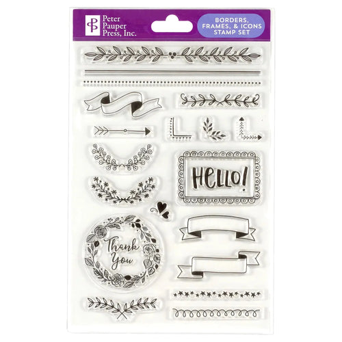 Borders, Frames, & Icons Clear Silicone Stamp Set