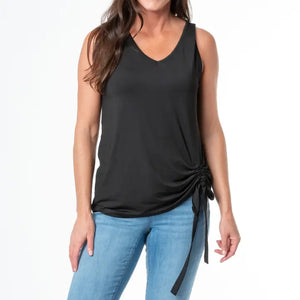 Sunny Black Tie Hem Sleeveless V-Neck Tank Top