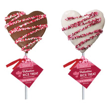 Load image into Gallery viewer, Chocolate Drizzle Heart Shaped Rice Treat Pops, 18ct Display