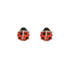 Red and Black Ladybug Ear Sense Stud Earrings