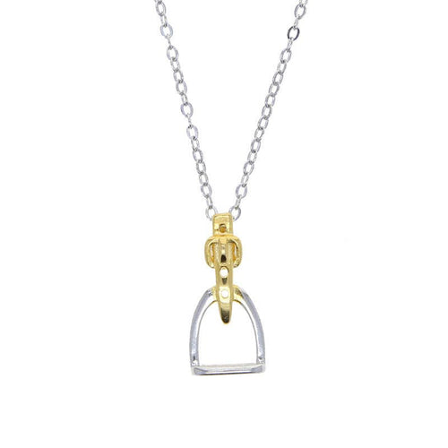 Horsel Two-Tone Rhodium Stirrup Necklace