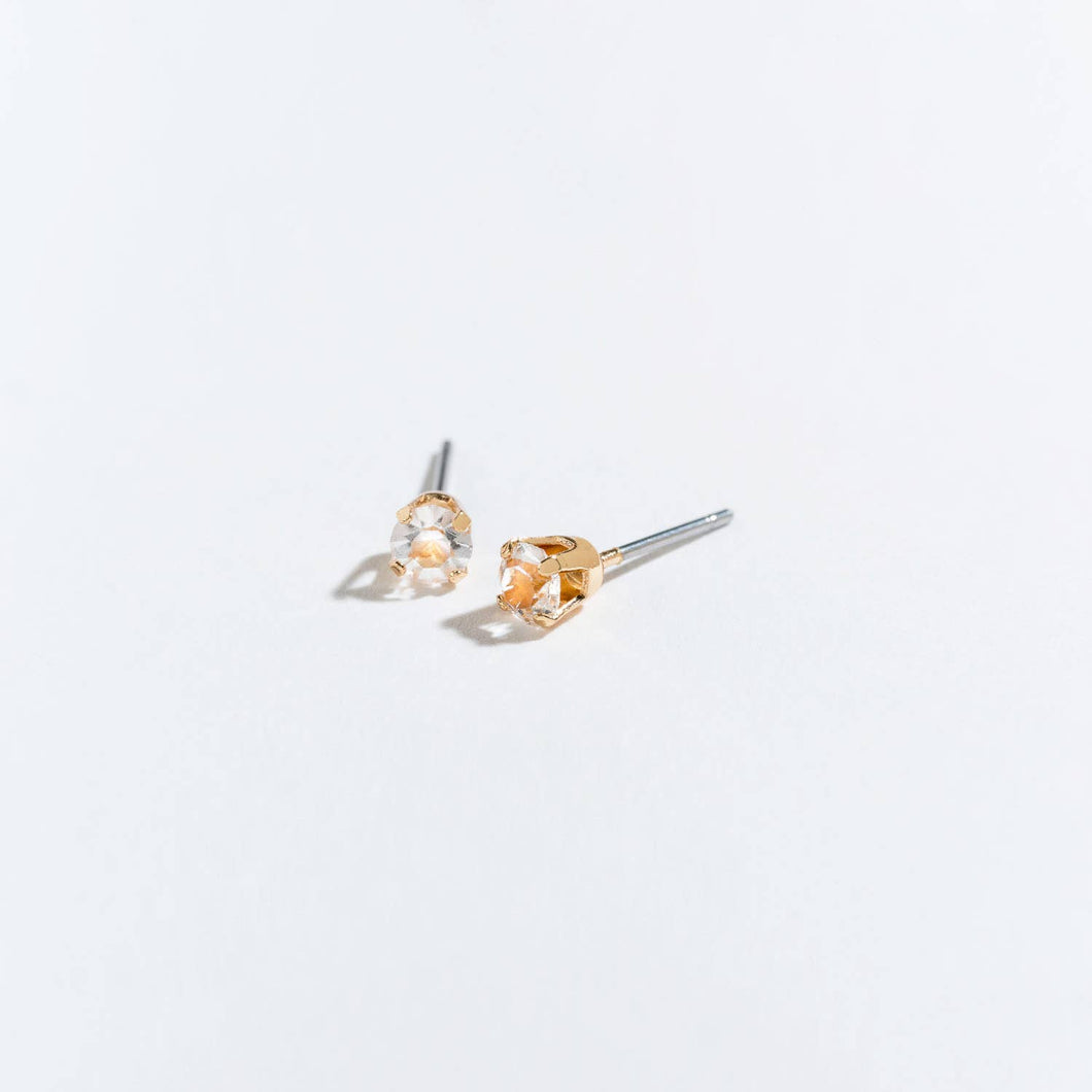 Solitaire Round Cut Birth Stone Ear Sense Stud Earrings