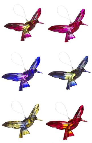 Acrylic Hanging Two-Toned Hummingbirds assorted colors