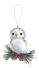 Load image into Gallery viewer, Frosted Pinecone Owl Ornament