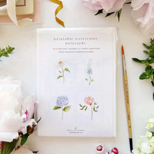 Load image into Gallery viewer, Garden Flowers Paintable Watercolor Notecard Set