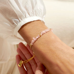 Manifestones Rose Quartz Bracelet In Gold-Tone Plating