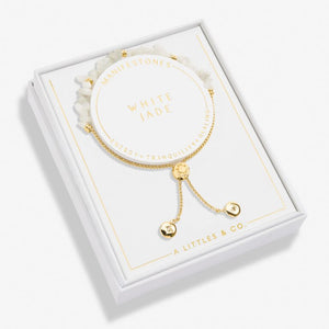 Manifestones White Jade Bracelet In Gold-Tone Plating