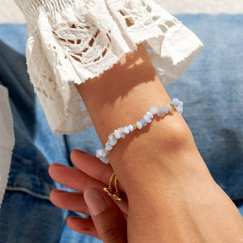 Manifestones Blue Agate Bracelet In Gold-Tone Plating $29.00