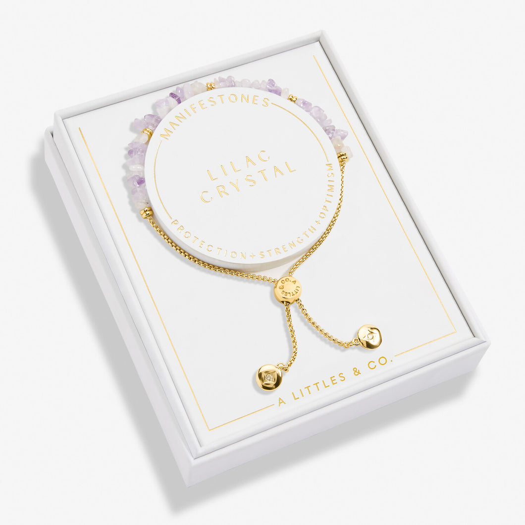 Manifestones Lilac Crystal Bracelet In Gold-Tone Plating