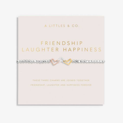 Forever Yours 'Friendship Laughter Happiness' Trio Bracelet In Silver, Gold-Tone And Rose Gold-Tone Plating