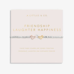 Forever Yours 'Friendship Laughter Happiness' Trio Bracelet In Silver, Gold-Tone And Rose Gold-Tone Plating