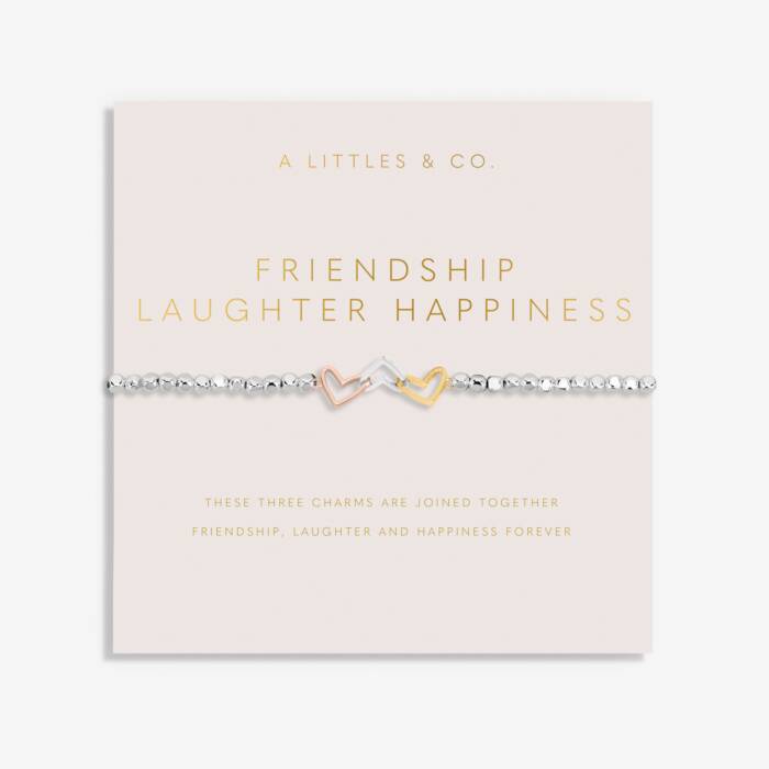 Forever Yours 'Friendship Laughter Happiness' Trio Bracelet In Silver, Gold-Tone And Rose Gold-Tone Plating