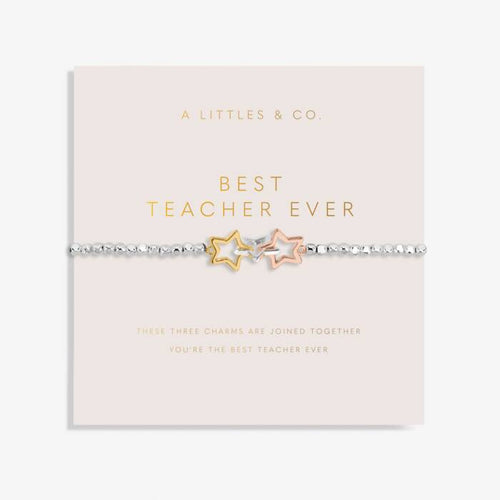 Forever Yours 'Best Teacher Ever' Trio Bracelet In Silver, Gold-Tone And Rose Gold-Tone Plating