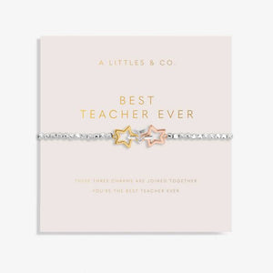 Forever Yours 'Best Teacher Ever' Trio Bracelet In Silver, Gold-Tone And Rose Gold-Tone Plating