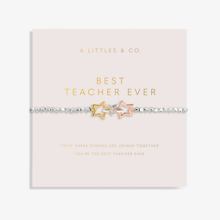 Forever Yours 'Best Teacher Ever' Trio Bracelet In Silver, Gold-Tone And Rose Gold-Tone Plating