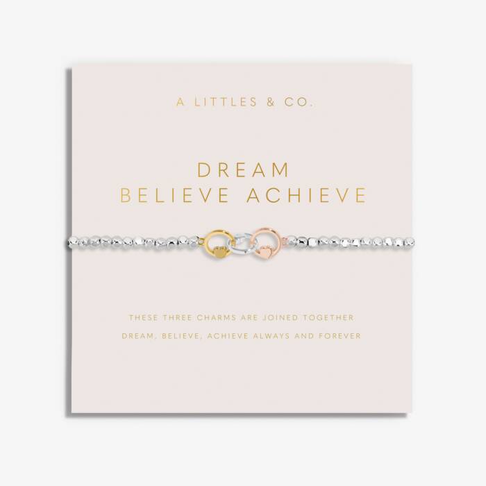 Forever Yours 'Dream Believe Achieve' Trio Bracelet In Silver, Gold-Tone And Rose Gold-Tone Plating