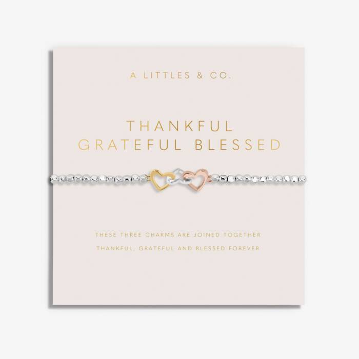 Forever Yours 'Thankful Grateful Blessed' Trio Bracelet In Silver, Gold-Tone And Rose Gold-Tone Plating