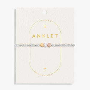 Three Tone Heart Anklet In Silver, Gold-Tone And Rose Gold-Tone Plating