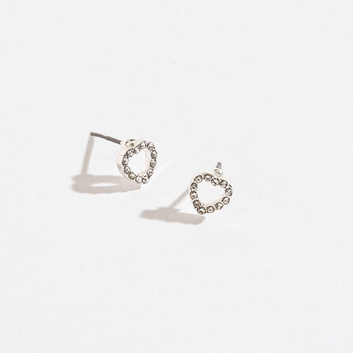 Pave Heart Earsense Stud Earrings