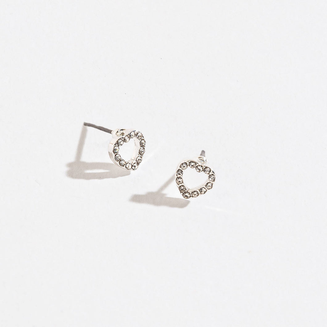 Pave Heart Earsense Stud Earrings