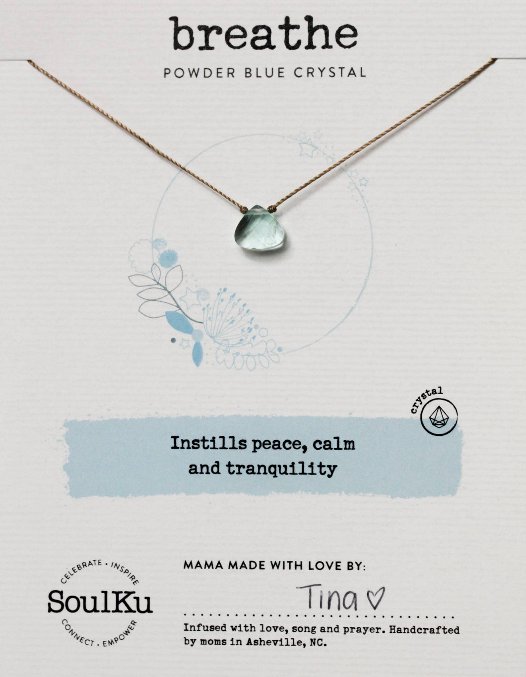 Powder Blue Soul Shine Necklace to Breathe - SS13