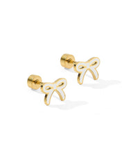 Load image into Gallery viewer, Screwback Stud Earrings - Sadie Bow White