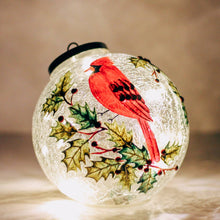 Load image into Gallery viewer, Cardinal Berry Ornament with LED String Lights — Christmas, Holiday Ornaments